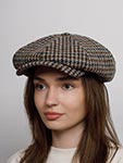 Кепка STETSON арт. 6890203 IRISH CAP HOUNDSTOOTH HARRIS TWEED (бежевый / синий)